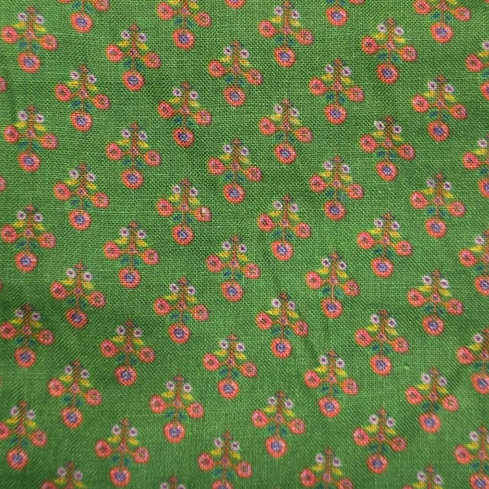 Green floral block print table Napkins- Close up