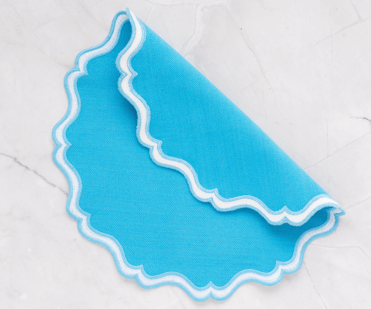 Elegant 100% cotton turquoise placemat, washable and reusable table setting accessory