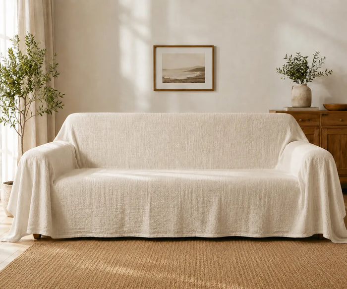 High-quality linen sofa cover offering breathable comfort and reliable protection for daily use.