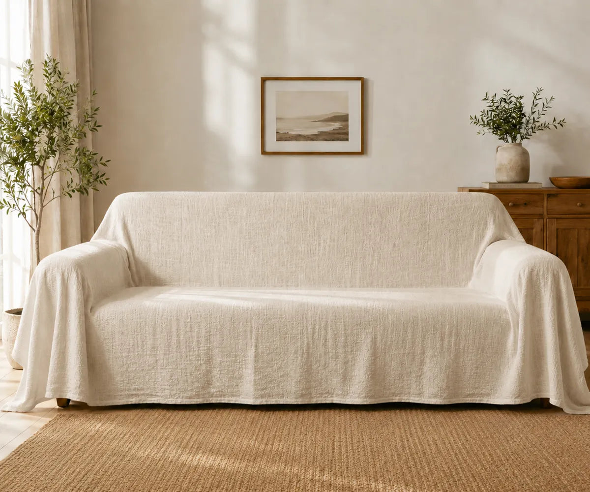 High-quality linen sofa cover offering breathable comfort and reliable protection for daily use.