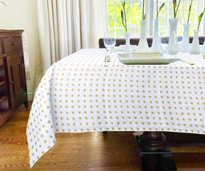 White TableCloth - Metallic Printed