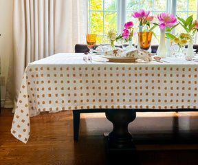 White TableCloth - Metallic Printed