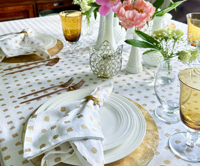 White TableCloth - Metallic Printed