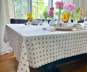 White TableCloth - Metallic Printed