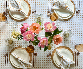 White TableCloth - Metallic Printed