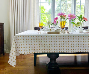 White TableCloth - Metallic Printed