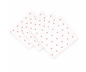 Valentine’s Day heart print table napkins in white and red