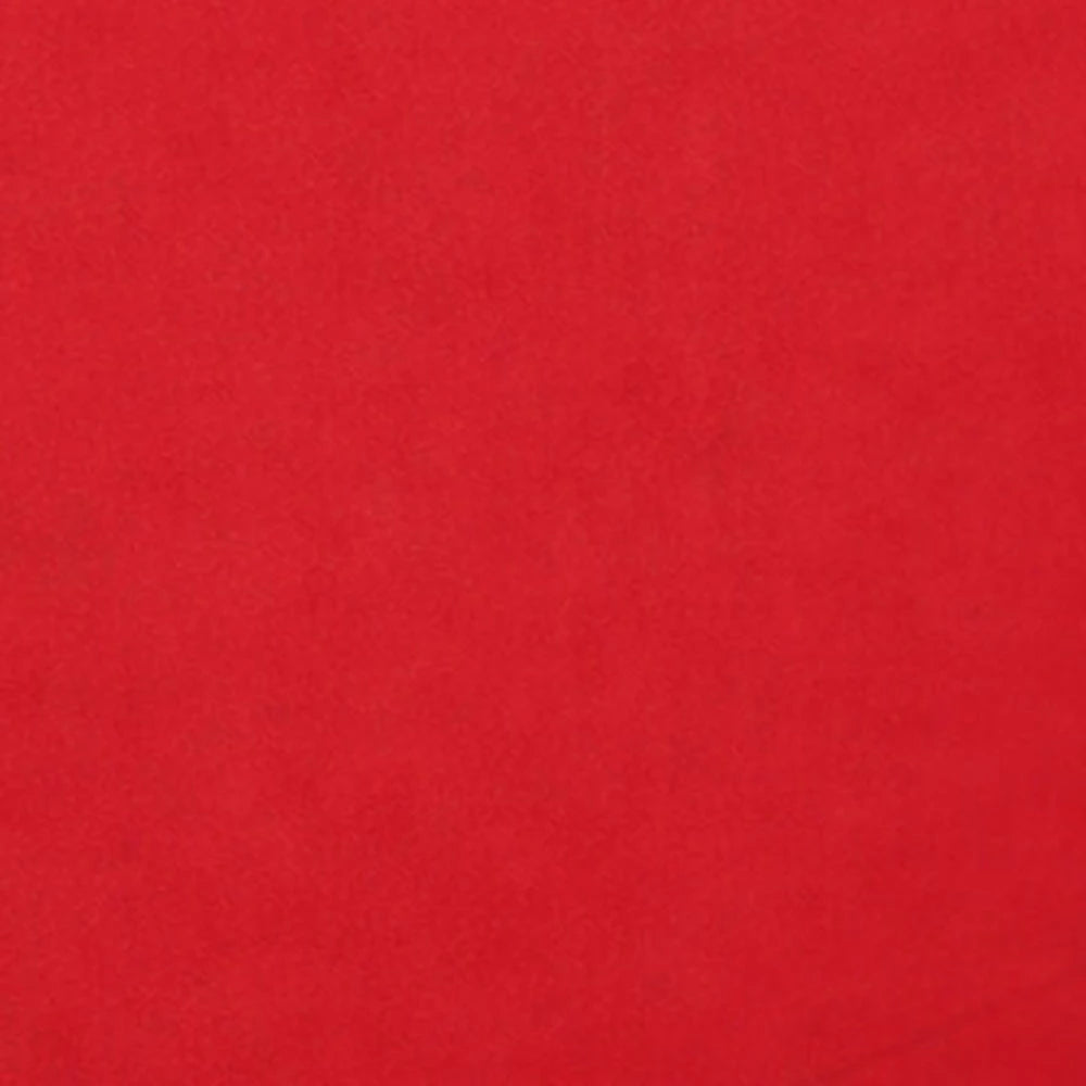 Solid red cotton table runner shown flat, smooth texture fabric for dining table styling