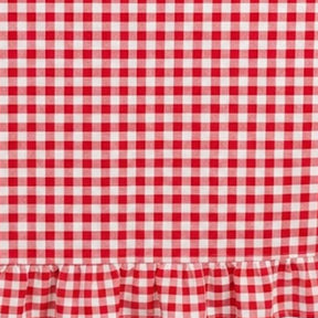 Swatch of gingham tablecloth material illustrating quality cotton construction and finish