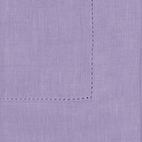 Set of 12 purple linen napkins with classic hemstitch detailing, perfect for formal gatherings and everyday table settings.