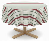 white striped cotton round table cover 54 inch for modern kitchen décor and casual dinner setup.