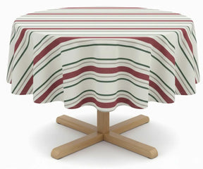 white striped cotton round table cover 54 inch for modern kitchen décor and casual dinner setup.