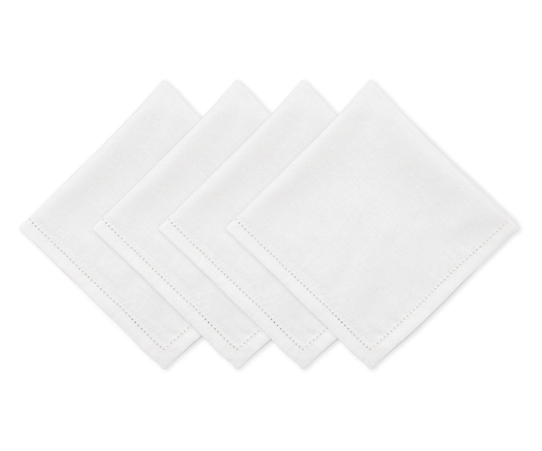 Soft white hemstitch napkins designed for refined and formal table settings