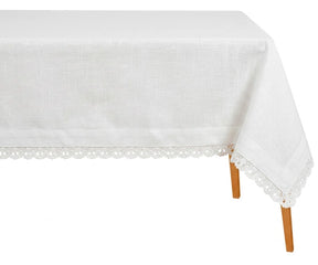 White cotton lace tablecloth natural home decor