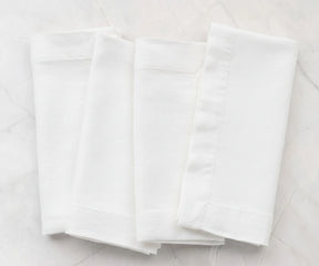 White cotton linen blend napkins with solid design, reusable cloth napkins for everyday dining