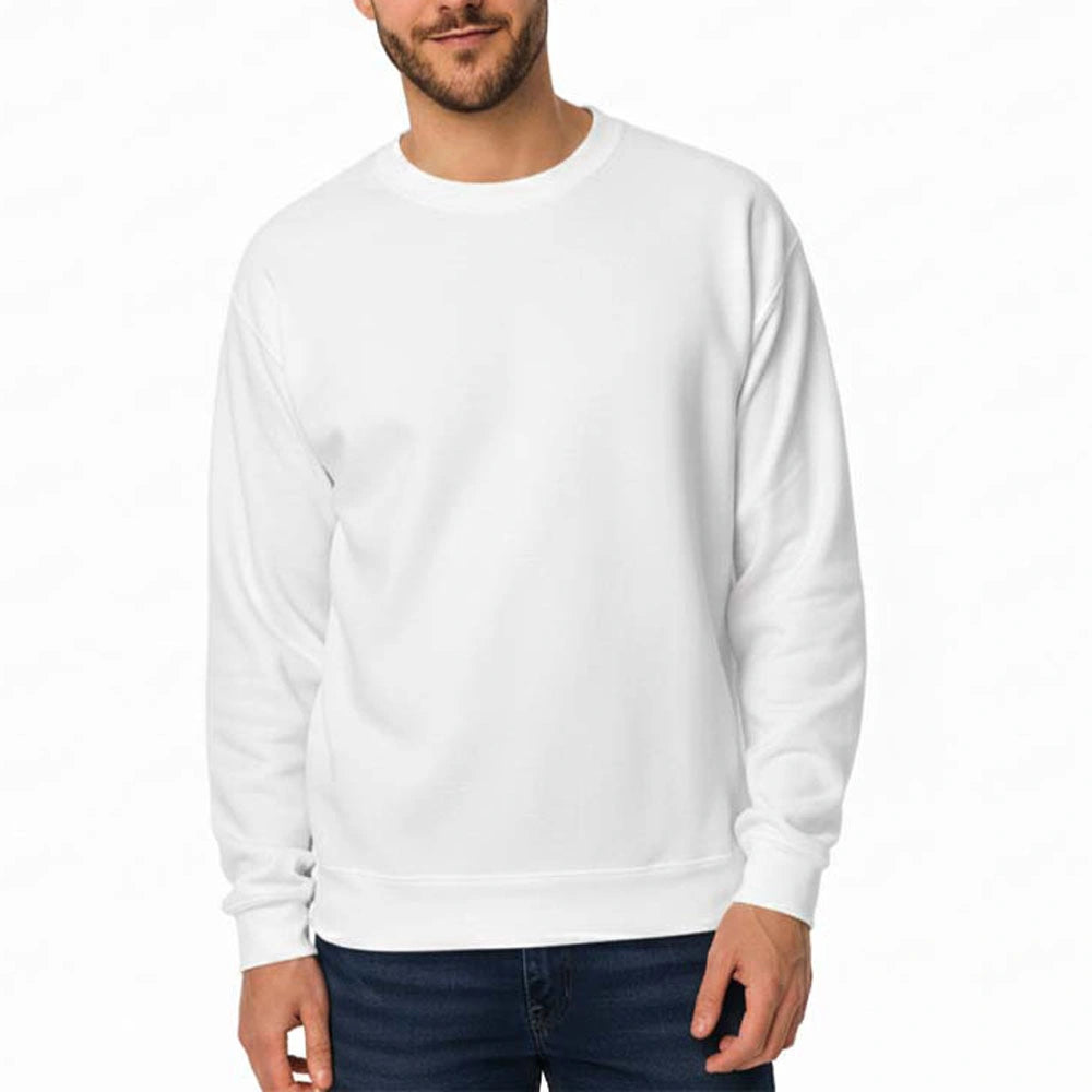White men’s long sleeve sweatshirt for everyday styling – soft breathable cotton winter wear