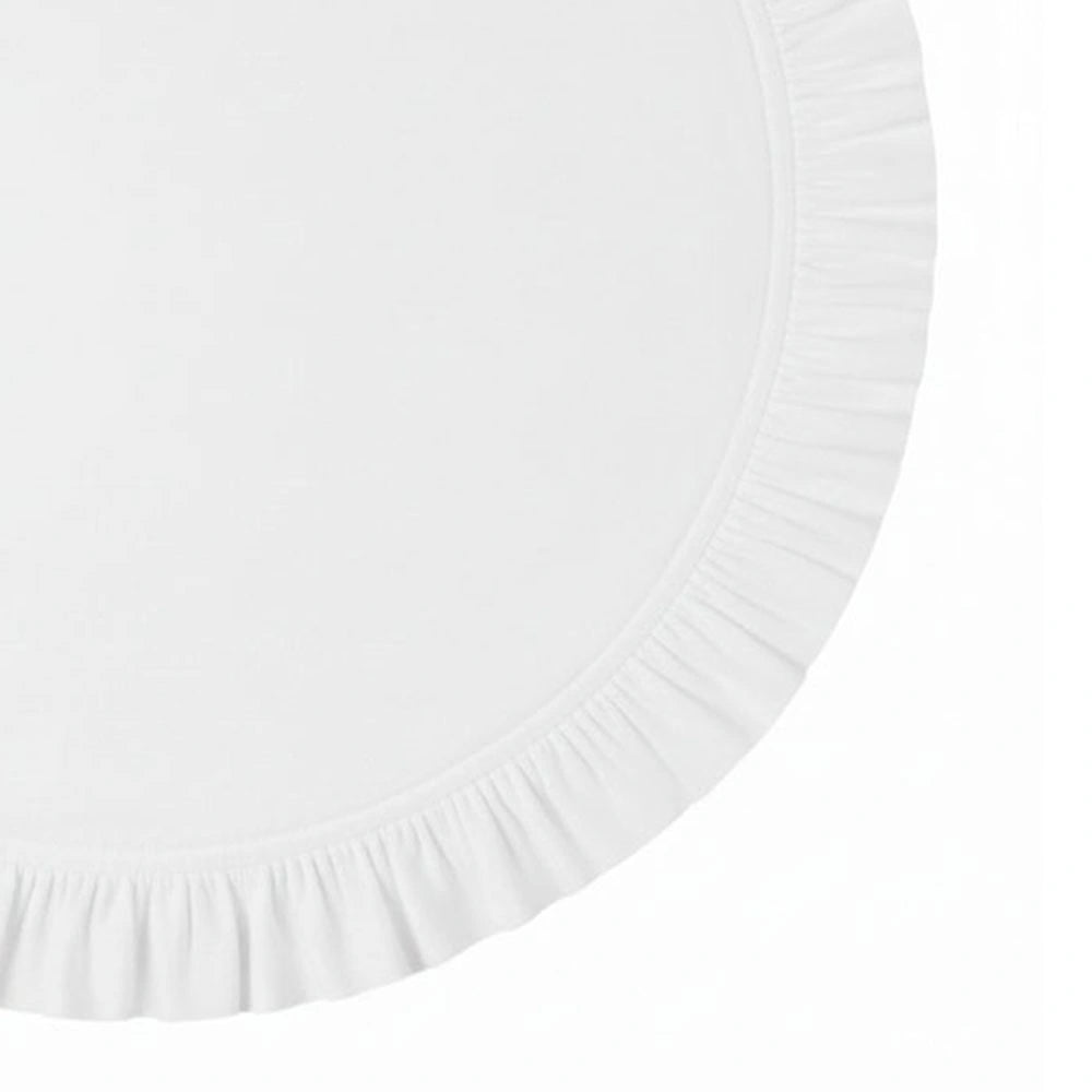 Cotton round placemat with ruffled border in white