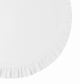 Cotton round placemat with ruffled border in white