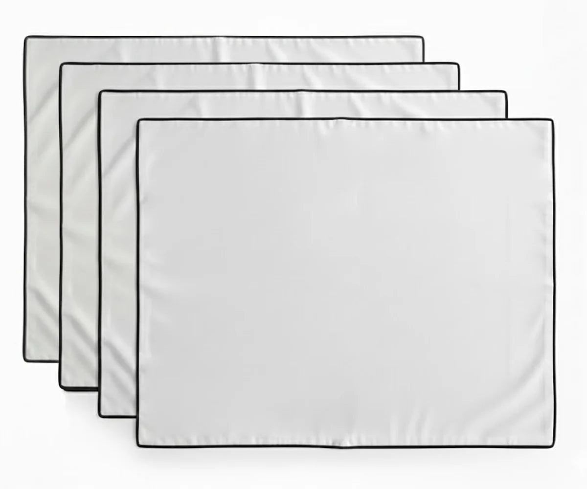 White cotton placemat with black border