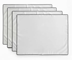 White cotton placemat with black border