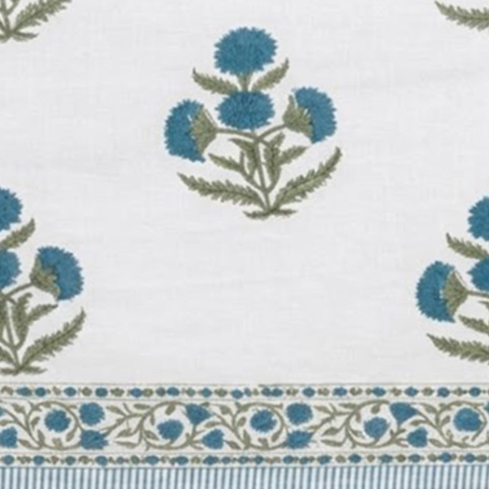 Handcrafted block print tablecloth floral rectangular cotton canvas dining cover for farmhouse and boho interiors