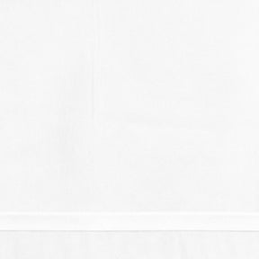 White satin tablecloth with a cotton base and decorative satin border styled on a dining table for a wedding reception, banquet, party, or formal dinner.