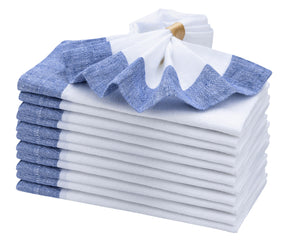 Dress up your dining table with luxurious blue and white linen napkins