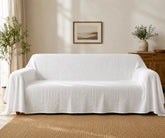 Reusable linen couch protector designed for easy maintenance and long-lasting furniture coverage.