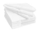 Hemstitching is a delicate sewing technique that creates a subtle decorative border around the edges of the dinner napkins,