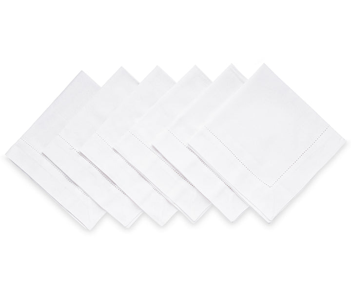 Elevate your dining experience with a set of stylish Hemstitch Dinner Napkins.