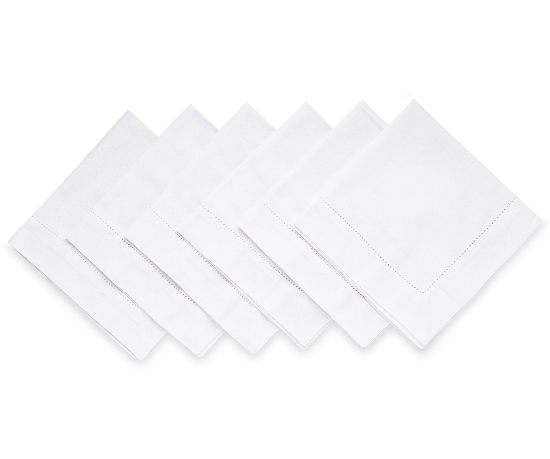 Elevate your dining experience with a set of stylish Hemstitch Dinner Napkins.