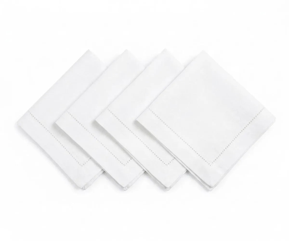Reusable hemstitch linen cloth napkins crafted for elegant everyday dining