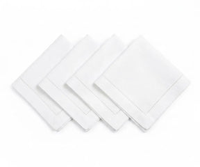 Reusable hemstitch linen cloth napkins crafted for elegant everyday dining