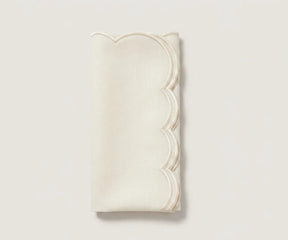 scalloped edge cotton napkins with ivory trim for neutral farmhouse table décor