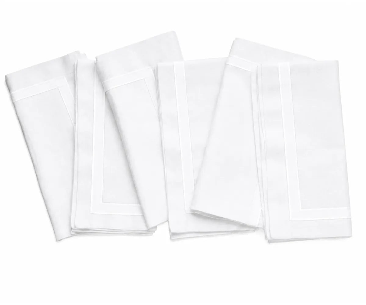 Durable reusable cotton dinner napkin in white, created for regular meals, entertaining, and special occasions.