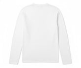 Folded women's bright white long sleeve t-shirt, breathable fabric
