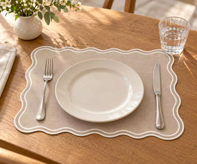 Dining Table Placemats - White Scalloped Placemats