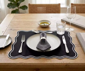Dining Table Placemats - White Scalloped Placemats