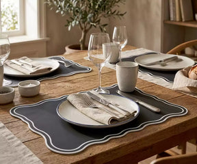 Dining Table Placemats - White Scalloped Placemats