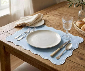 Dining Table Placemats - White Scalloped Placemats