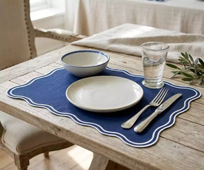 Dining Table Placemats - White Scalloped Placemats