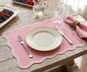 Dining Table Placemats - White Scalloped Placemats