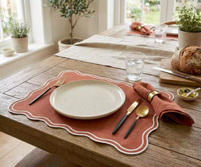 Dining Table Placemats - White Scalloped Placemats