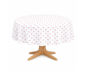 Round heart table cover for Valentine’s Day on dining table