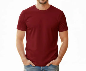 Red cotton men’s short sleeve shirt – breathable, flexible cotton-elastane men’s tee ideal for casual and everyday wear.