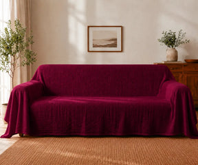 Minimalist linen sofa cover with durable fabric that complements modern and casual home décor.