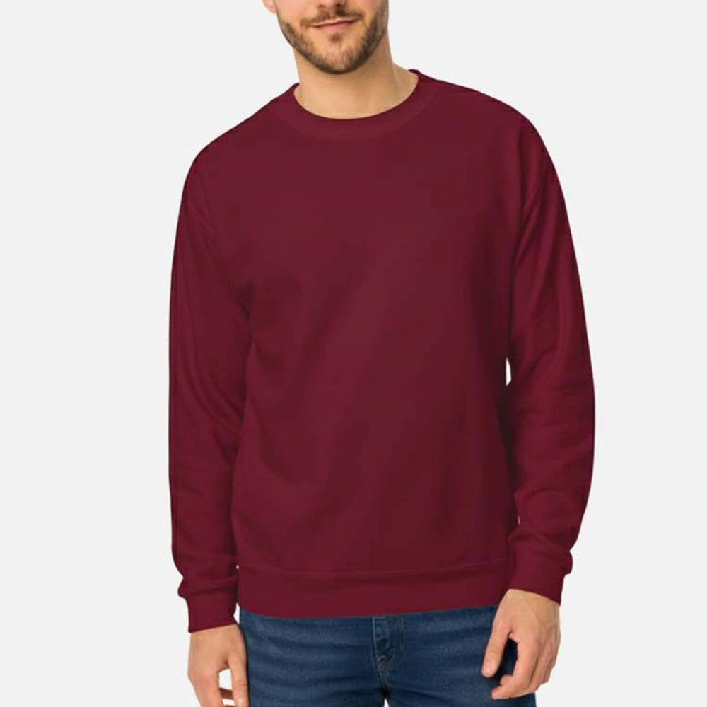 Wine red men’s long sleeve sweatshirt for stylish everyday outfits – comfortable winter apparel