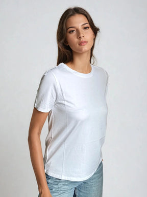 Women's bamboo casual tee – ultra-soft cotton knit short sleeve shirt with classic fit for all-day comfort