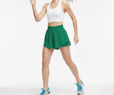 Women’s green high waisted athletic shorts for festive St Patrick’s Day outfit, breathable and comfortable for workouts or casual wear.
