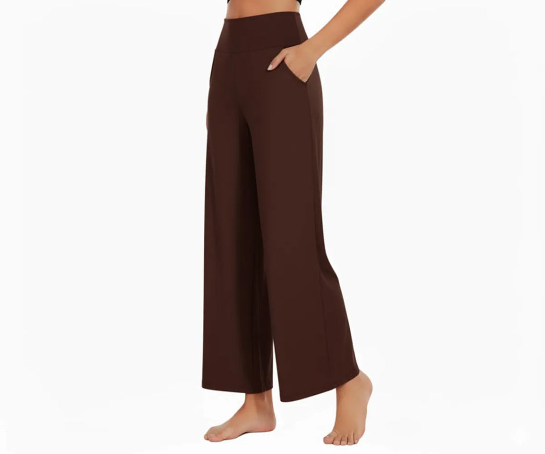 ladies brown dress slacks Brown Pants Women – Wide-Leg High-Rise Cotton Pants L